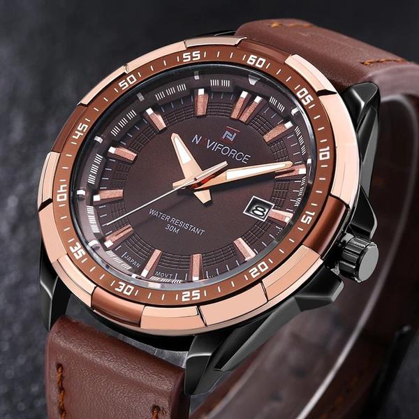 Imagem de Relógio de pulso masculino, luxo marca 24 horas ,quartzo Pulseira  de couro à prova d'agua esportivo