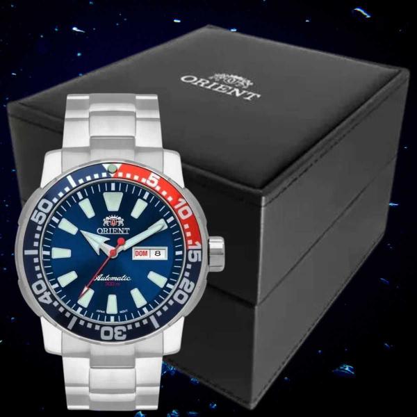 Imagem de Relógio de Pulso Orient Automático Mecânico Poseidon Diver Prova Dágua 300 Metros 30 ATM Masculino Analógico Redono Prata F49SS034 D1SX