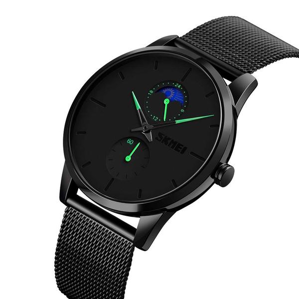 Imagem de Relógio de pulso SKMEI Ultra Thin Waterproof para homens com pulseira de aço