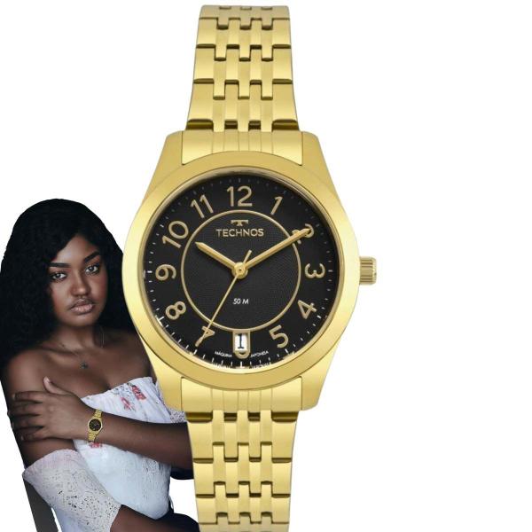 Relógio de Pulso Technos Feminino Analógico Aço Inóx Quartz Prova Dpagua 5 ATM Boutique Redondo Pequeno Casual Dourado 2115KNJS/4P Imagem de Relógio de Pulso Technos Feminino Analógico Aço Inóx Quartz Prova Dpagua 5 ATM Boutique Redondo Pequeno Casual Dourado 2115KNJS/4P