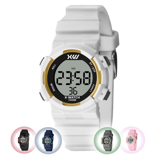 Imagem de Relógio de Pulso X-Watch Esportivo Infantil Moda Adolescente Jovem Digital Prova D Água Pulseira Silicone Rosa Cinza Branco Azul Preto XKPPD