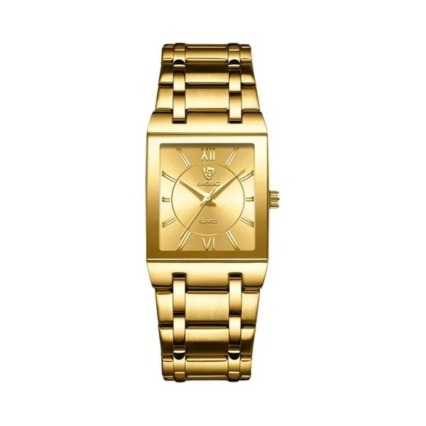 Imagem de Relógio de Quartzo Masculino Dourado - Pulseira de Aço Luxo - À Prova D'Água