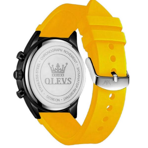 Relógio de Quartzo Masculino Pulseira de Silicone Multifuncional Impermeável - OLEVS Imagem de Relógio de Quartzo Masculino Pulseira de Silicone Multifuncional Impermeável