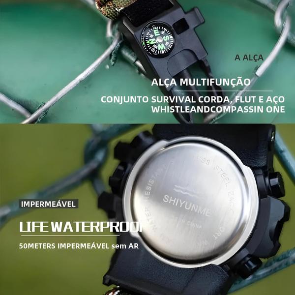 Imagem de Relógio De Sobrevivência Tático Militar À Prova D'água, Pulseira Multifuncional Paracord,