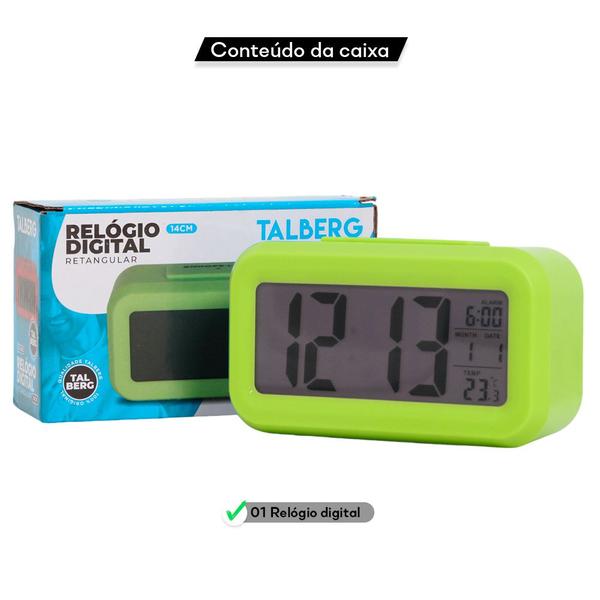 Imagem de Relógio Despertador Cabeceira Com Data Temperatura Moderno