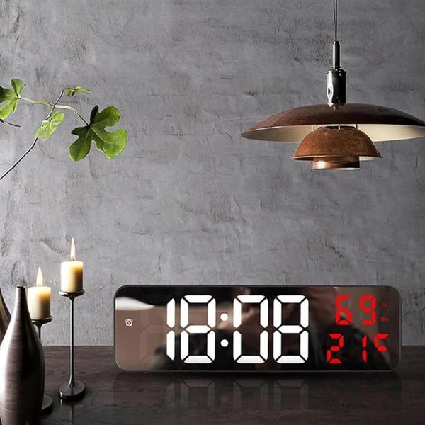 Imagem de Relógio Despertador de Mesa Digital Inteligente com Sensor de Temperatura Calendário e Luz Noturna