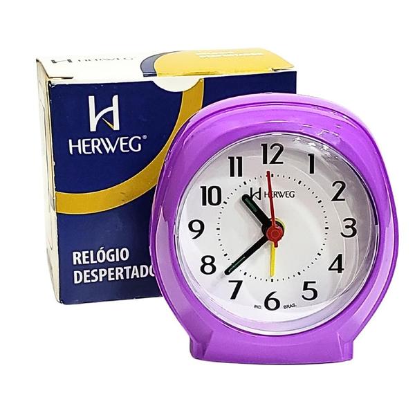 Imagem de Relógio Despertador Herweg Quartz Analógico Violeta 2634 - 282