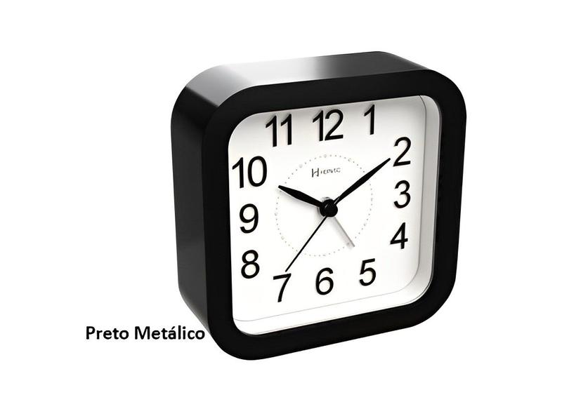 Imagem de Relógio Despertador Quartz Preto Herweg Silencioso Luz 2644