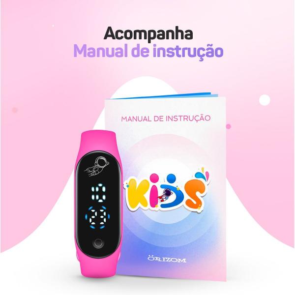 Imagem de relogio digital bracelete infantil prova dagua ajustavel criança pink rosa original adolescente data