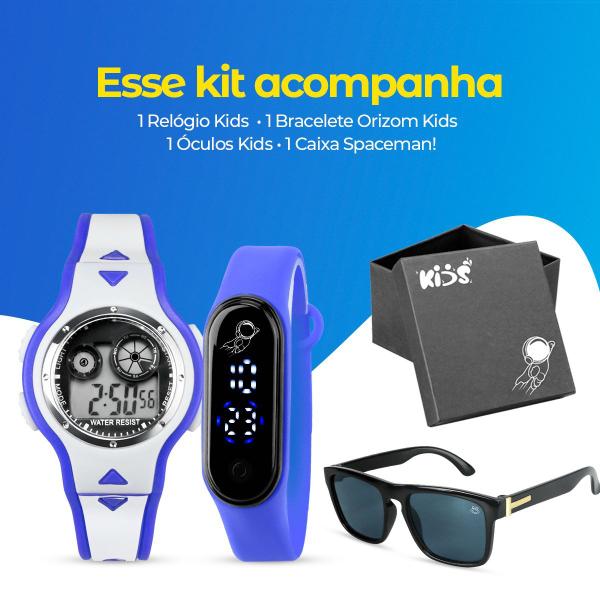 Imagem de Relogio digital criança infantil led + caixa + oculos sol qualidade premium branco original silicone