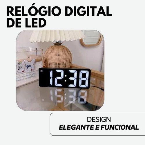 Imagem de Relógio Digital De Mesa E Parede Led Com Relógio Despertador