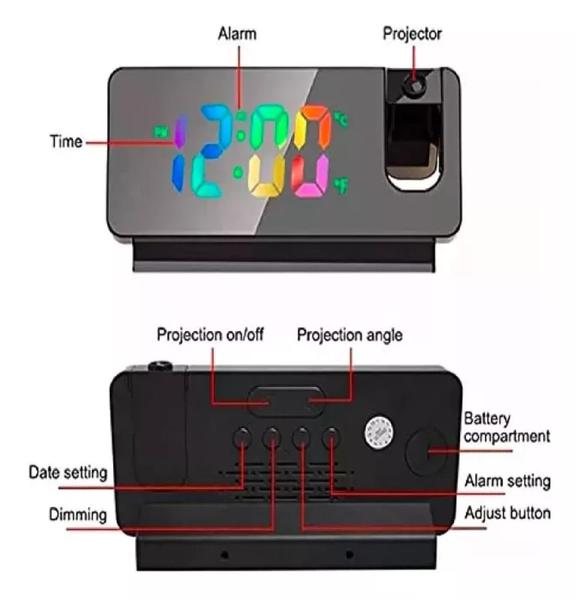 Imagem de Relogio Digital Despertador Refletor Projeção Led De Horas