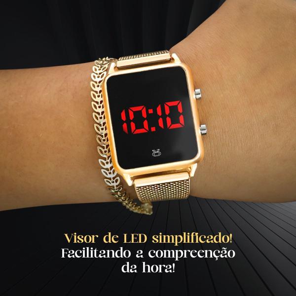 Imagem de Relogio  digital dourado pulseira ajustável