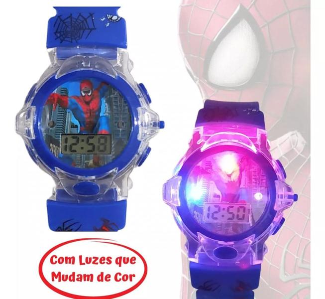 Imagem de Relogio digital e musical com led , bone e oculos infantil masculino , do Homem Aranha , lancamentoy