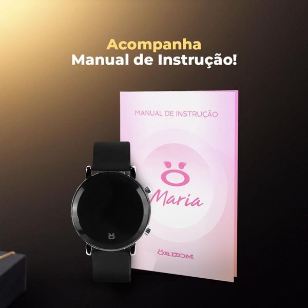 Imagem de Relogio Digital  Feminino Led Preto Quadrado Pulseira Silicone Ajustavél