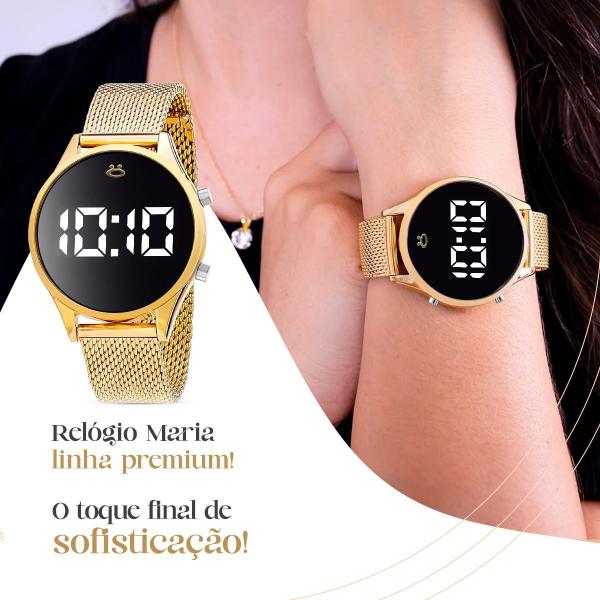 Imagem de relogio digital feminino pandora + relogio led silicone qualidade premium preto dourado casual