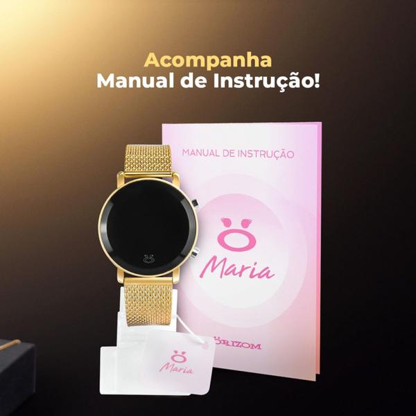 Imagem de Relogio Digital Feminino Redondo Dourado Original Luxo