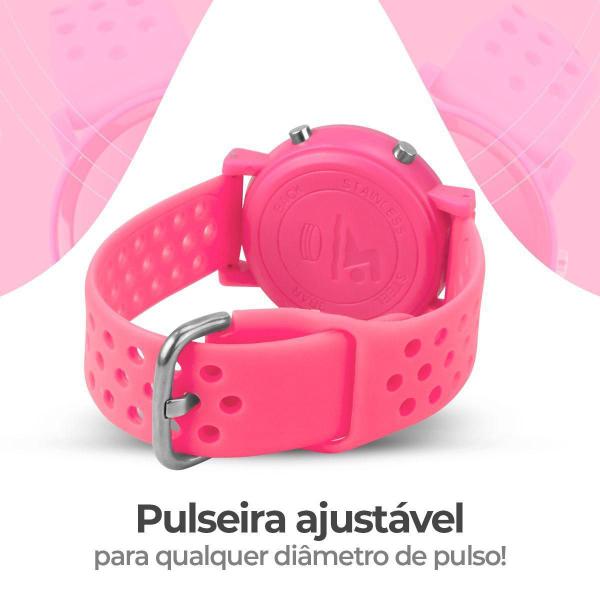 Imagem de Relogio Digital Feminino Silicone Rosa Led Premium Caixa