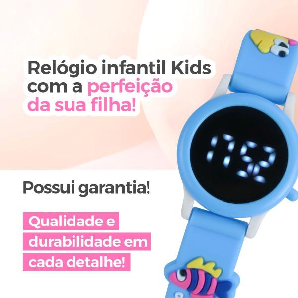relogio digital infantil menina azul + pulseira + oculos sol qualidade premium original presente - Orizom Imagem de relogio digital infantil menina azul + pulseira + oculos sol qualidade premium original presente