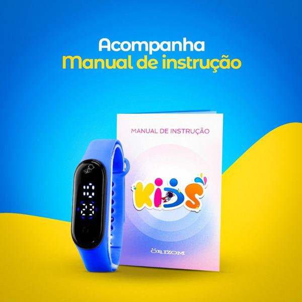 Imagem de Relógio Digital Infantil Prova D'Água Bracelete Azul