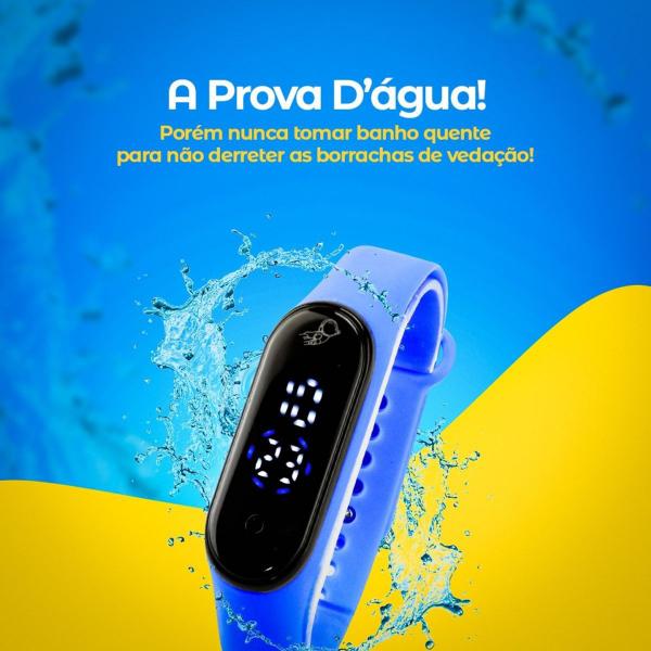 Imagem de Relógio Digital Infantil Prova D'Água Bracelete Azul