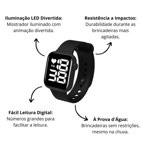 Imagem de Relogio Digital Infantil Prova D Agua Led Menino Menina Masculino Feminino Criança