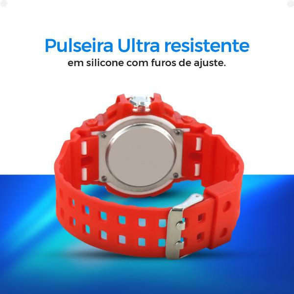 Imagem de relogio digital infantil silicone menino criança + caixa vermelho kids alarme cronometro adolescente