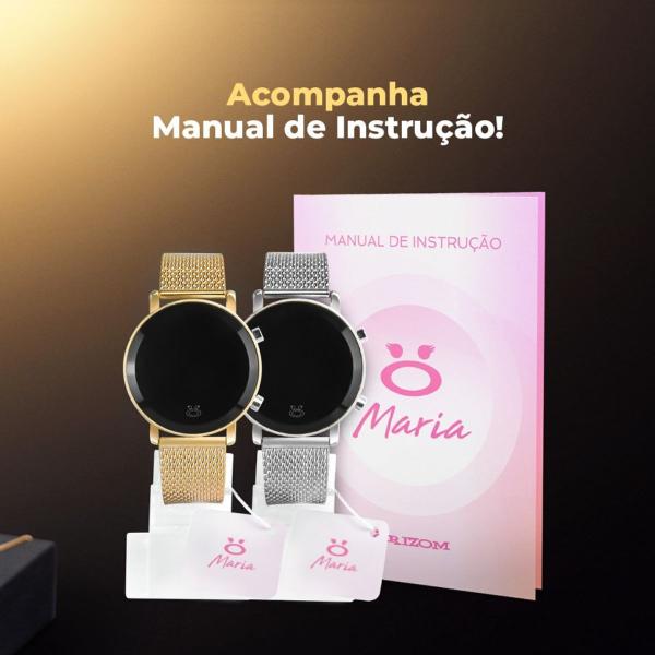 Imagem de Relogio Digital Led Dourado  + Relogio Digital Led Prata Feminino Pulseira  Ajustavel