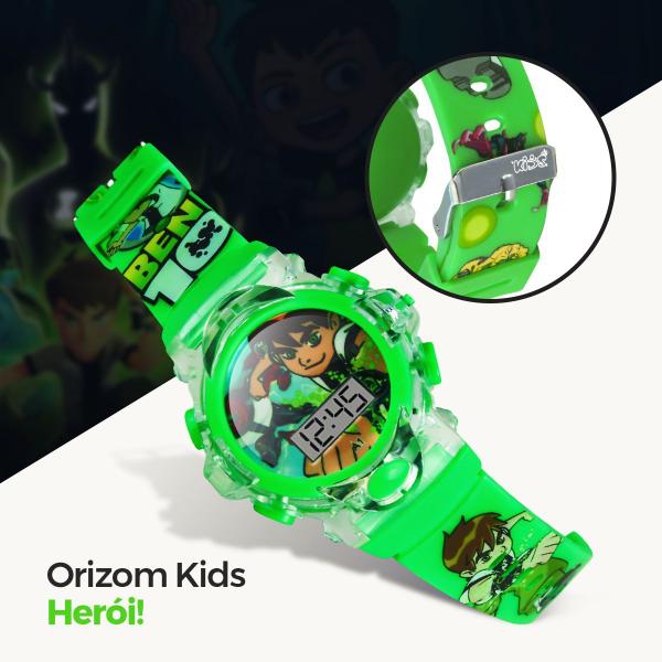 Imagem de relogio digital led infantil ben10 verde silicone caixa criança original esportivo menino preto data