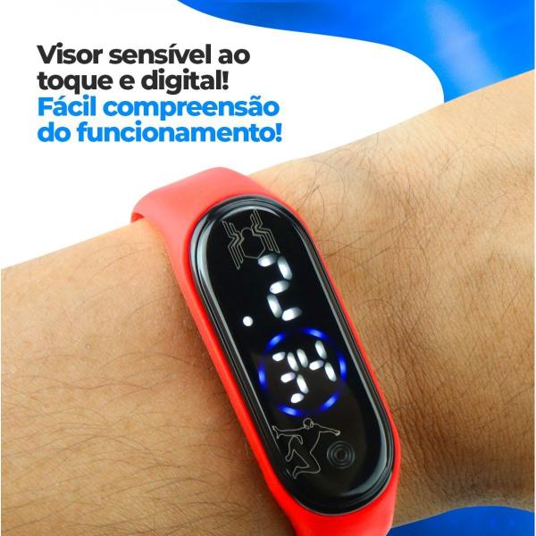 Imagem de Relogio digital led infantil + copo prova dagua homem aranha combo vermelho heroi presente silicone