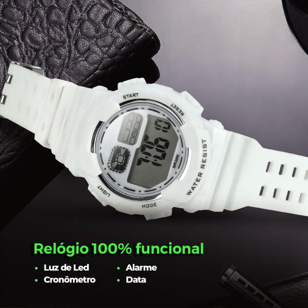 Imagem de Relogio Digital Led Infantil Resistente Sport Branco Criança