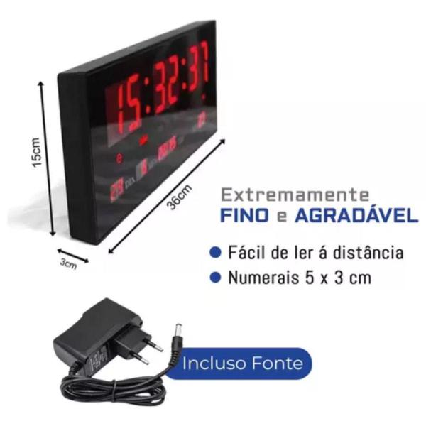 Imagem de Relógio Digital Led Preto Temperatura Empresa