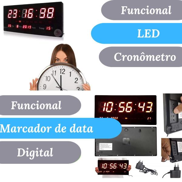 Imagem de Relógio Digital Led Pro Grande Cozinha Ginásio - Premium