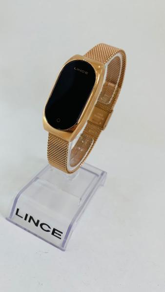 Imagem de Relógio digital Lince feminino rosegold com pulseira tipo mesh e led branco