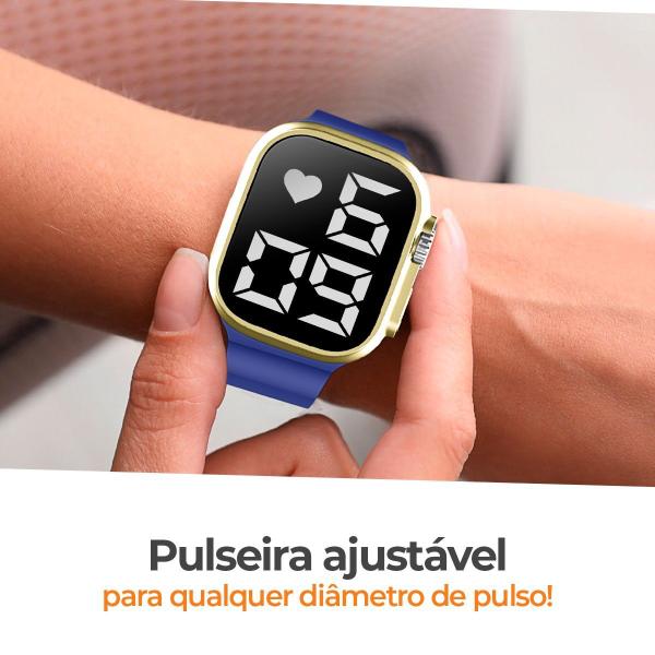 Imagem de Relógio Digital Masculino Led Aço Pulseira Silicone Ajustável - Qualidade Premium - Orizom