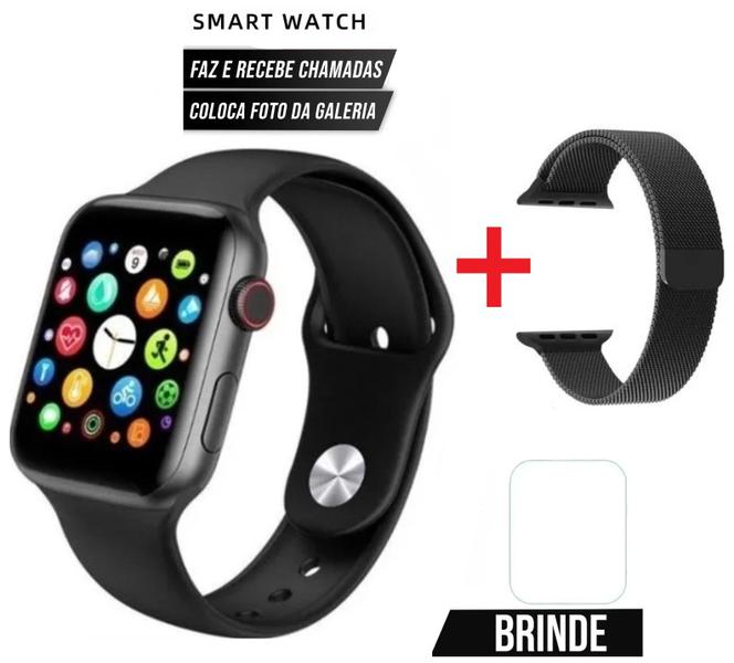 Imagem de Relógio Digital Para Android Ios Feminino Masculino Com 2 Pulseiras Faz ligação 