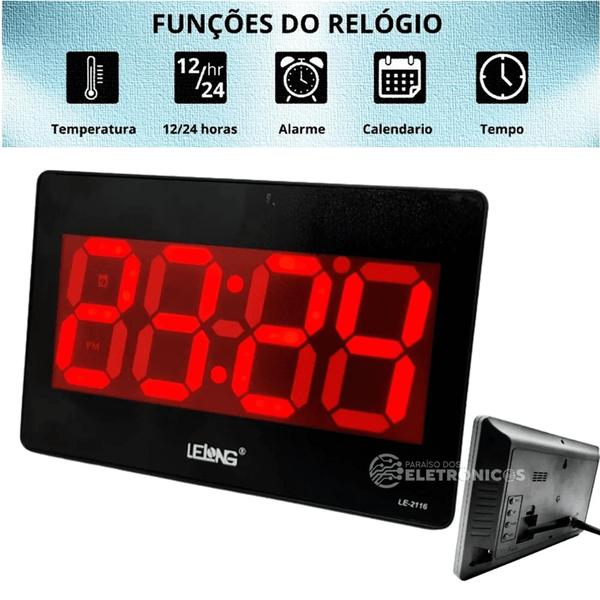 Imagem de Relógio Digital Parede Mesa Alarme Calendário Termômetro LE2116