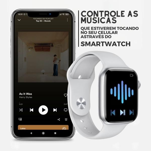 Imagem de Relógio Digital Presente Amigo Secreto Smartwatch A90 Serie 9 Branco Masculino Feminino Notifica