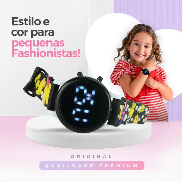 Imagem de relogio digital preto menina infantil + oculos + pulseira presente pulseira ajustavel original verão