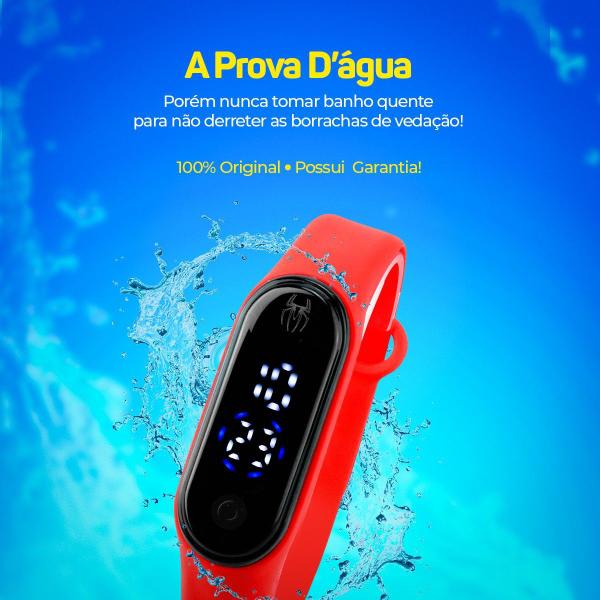 Imagem de Relogio digital prova dagua bracelete infantil homem aranha qualidade premium vermelho