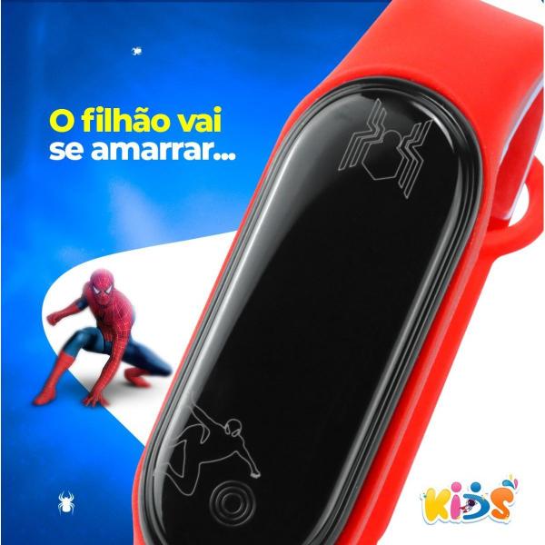 Imagem de Relogio digital prova dagua infantil + led copo homem aranha heroi data esportivo vermelho silicone