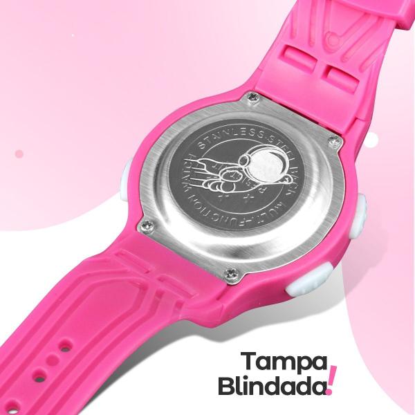 Imagem de relogio digital rosa infantil led + case premium + oculos rosa silicone ajustavel esportivo criança