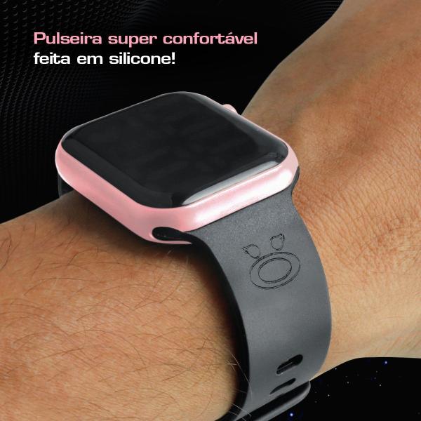 Imagem de Relogio digital rosa quadrado silicone prova dagua qualidade premium moda led ajustavel original