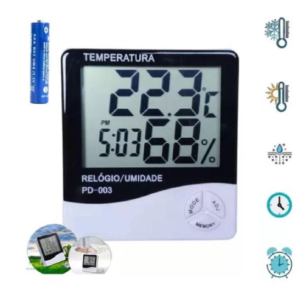 Imagem de Relógio Digital Temperatura Umidade Termo-higrômetro Alarme