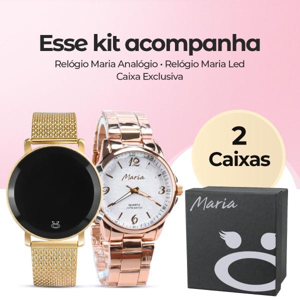 Imagem de Relógio dourado silicone + relogio feminino aço inox rose casual ajustavel prensente rose social