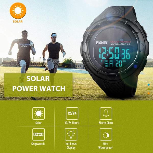 Imagem de Relógio esportivo digital solar masculino, 50M à prova d'águ