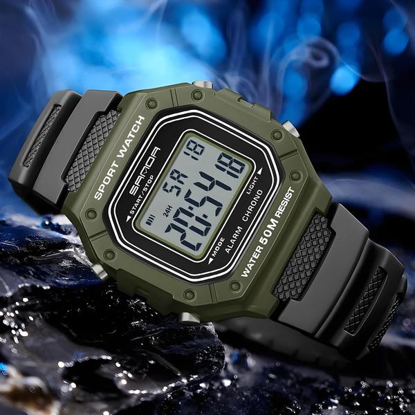 Imagem de Relógio Esportivo Masculino Digital LED Sanda G - À Prova de Choques - Estilo Militar