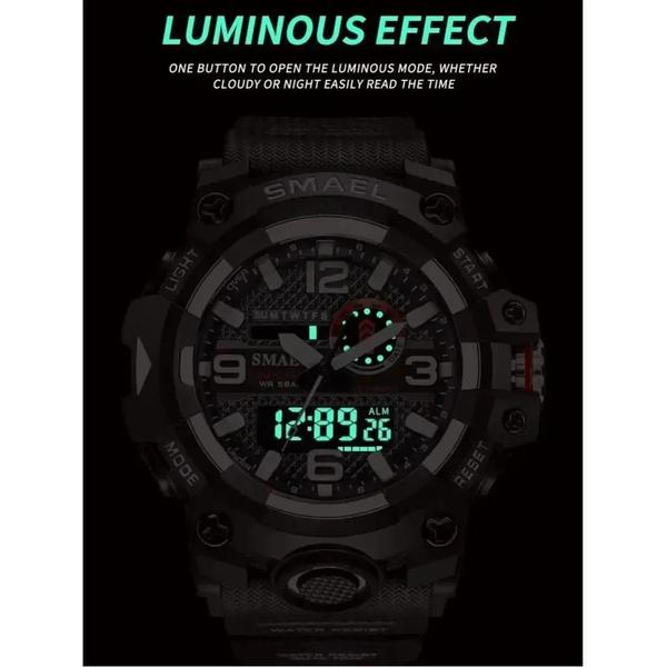 Imagem de Relógio Esportivo Masculino Smael 8035 - Dual Time, Quartzo, Impermeável 50m e LED