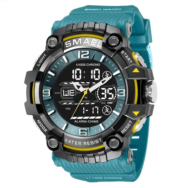 Relógio Esportivo Militar Masculino Smael - Quartzo, LED, Duplo Horário e À Prova D'Água Imagem de Relógio Esportivo Militar Masculino Smael - Quartzo, LED, Duplo Horário e À Prova D'Água