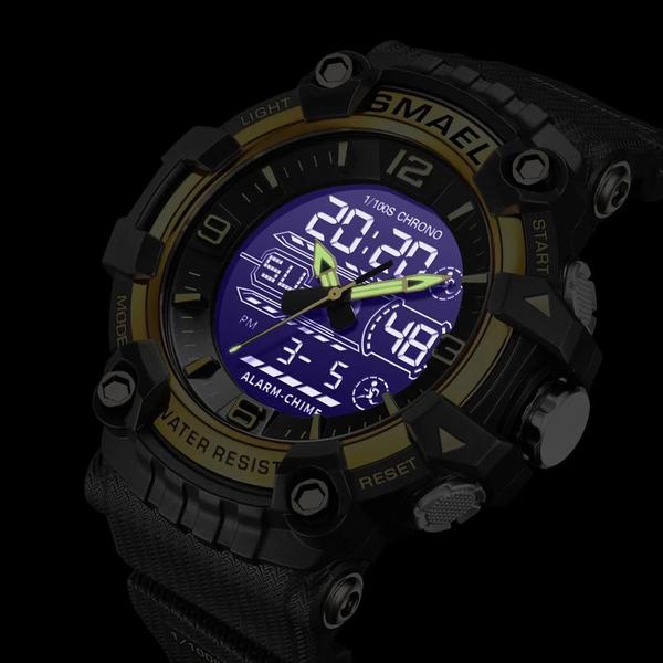 Relógio Esportivo Militar Masculino Smael - Quartzo, LED, Duplo Horário e À Prova D'Água Imagem de Relógio Esportivo Militar Masculino Smael - Quartzo, LED, Duplo Horário e À Prova D'Água